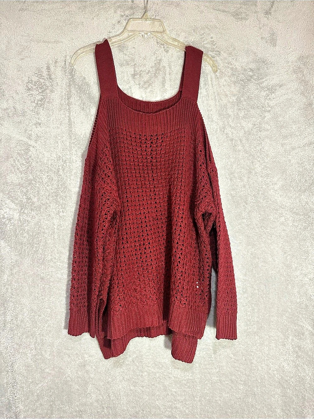 Charlotte Russe Burgundy Open-Knit Sweater 2X